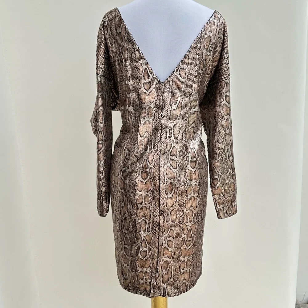 Eloquii Sequin Long Sleeve Snake Print Dress